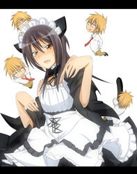  4boys animal_ears ayuzawa_misaki bad_id bad_pixiv_id cat_ears chibi commentary_request female highres hijiri-tukasa kaichou_wa_maid-sama! maid multiple_boys ribbon usui_takumi 