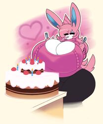  big_breasts breasts dewbber eeveelution huge_breasts original_character pok&eacute;mon_(species) pokemon selene_(itsawulf) sylveon thick_thighs wide_hips 