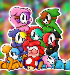  2014 ambiguous_gender blush breasts featureless_(disambiguation) female fungus group hallucination heart_symbol hi_res mario_bros mask mushroom nintendo not_furry shyguy super_mushroom superlakitu unknown_artist 