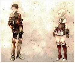  armor armor_boots blonde_hair boots final_fantasy final_fantasy_tactics gloves kface mage short_hair skirt sword tagme warrior weapon 