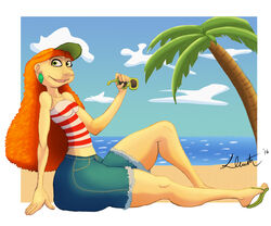  ass beach big_butt clothing footwear hi_res inner_workings kate(disney) kate_(disambiguation) not_furry red_hair_girl sandals seaside sleuth 