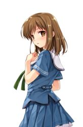  back brown_eyes brown_hair looking_back misaki_kurehito school_uniform short_hair skirt suiheisen_made_nan_mile? tagme tsuyazaki_kokage 