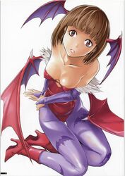  bat_wings brown_eyes brown_hair cosplay dairiseki head_wings lilith_aensland lilith_aensland_(cosplay) oppai pantyhose vampire_(game) wings 