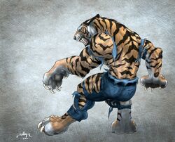  abs anthro back_muscles biceps blacktigerr claws clothed clothing fangs felid fur grey_background male mammal muscular muscular_anthro muscular_male pantherine simple_background solo standing stripes teeth tiger toe_claws topless torn_clothing transformation triceps were werefelid werepantherine weretiger 