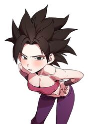  1girls arabian_clothes athletic athletic_female bare_shoulders black_eyes black_hair blush blushing breasts caulifla color dragon_ball dragon_ball_super dragon_ball_z looking_at_viewer red_bra solo solo_female zquung 