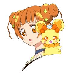  commentary_request dokidoki!_precure double_bun female gorou_(pixiv3249935) hair_bun orange_eyes orange_hair portrait precure rance_(dokidoki!_precure) simple_background solo white_background yotsuba_alice 