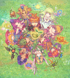  1other 5boys 5girls angela_(seiken_densetsu_3) armor blonde_hair blue_eyes breasts capelet charlotte_(seiken_densetsu_3) cleavage crossover day downblouse dryad_(seiken_densetsu) everyone facepaint fantasy fisheye from_above gnome_(seiken_densetsu) gold_trim grass green_eyes grin haccan headband heroine_(seiken_densetsu_1) highres jinn_(seiken_densetsu) kevin_(seiken_densetsu_3) long_hair looking_at_viewer looking_up luna_(seiken_densetsu) multiple_boys multiple_crossover multiple_girls nature official_art on_grass orange_hair outdoors outstretched_hand own_hands_clasped own_hands_together pink_hair pointy_ears popoi_(seiken_densetsu_2) primm_(seiken_densetsu_2) randi_(seiken_densetsu_2) riesz salamander_(seiken_densetsu) seed seiken_densetsu seiken_densetsu_1 seiken_densetsu_2 seiken_densetsu_3 shade_(seiken_densetsu) shield small_breasts smile spiked_hair square_enix undine_(seiken_densetsu) will-o&#039;-wisp_(seiken_densetsu) |_| 