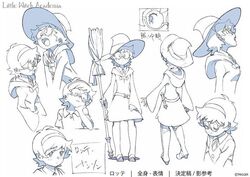  little_witch_academia lotte_yanson monochrome official_art tagme 