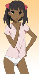  black_hair brown_eyes dark_skin pantsu sora_no_woto suminoya_kureha twintails 