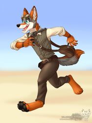  2017 3:4 anthro canid canine canis clothed clothing digital_media_(artwork) fur hi_res male mammal shanewolf simple_background solo tail text url vallhound wolf 