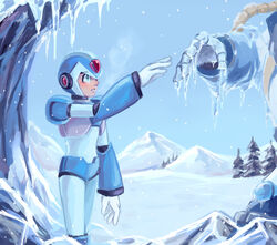  android blizzard_buffalo blue_eyes bovid bovine breath capcom cold duo frozen humanoid ice icicle machine mammal mega_man_(series) mega_man_x_(character) mega_man_x_(series) mountain not_furry_focus plant rayum reploid robot snow tree 