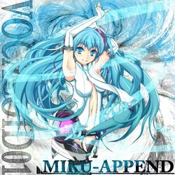  aqua_eyes aqua_hair arms_up belt elbow_gloves fingerless_gloves gloves hatsune_miku long_hair miku_append navel necktie smile solo sukesan twintails very_long_hair vocaloid waki 