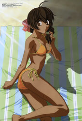  beach bikini brown_eyes brown_hair dark_skin full_metal_panic horiuchi_osamu mizugi teletha_testarossa 