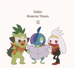  aya_(ayamenora) black_eyes bright_pupils closed_mouth commentary_request drizzile furry highres holding holding_map holding_stick looking_down map oerba_yun_fang open_mouth pokemon pokemon_(creature) pokemon_mystery_dungeon pokemon_mystery_dungeon:_red/blue_rescue_team raboot red_eyes simple_background smile standing stick thwackey toes tongue white_background white_pupils 