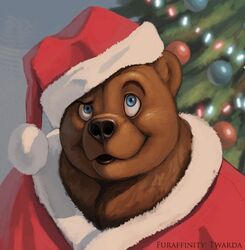  anthro bear brown_body brown_fur christmas christmas_lights digital_media_(artwork) digital_painting_(artwork) fur holidays male mammal nafeon santa_claus shaded slightly_chubby solo twarda8 