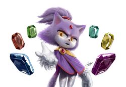  2022 5_fingers absurd_res anthro blaze_the_cat blulesnsfw clothed clothing digital_media_(artwork) domestic_cat eulipotyphlan felid feline felis female fingers fur gem gloves glowing glowing_eyes hair handwear hedgehog hi_res mammal open_mouth purple_body purple_fur sega simple_background sol_emerald solo sonic_the_hedgehog_(film) sonic_the_hedgehog_(series) tail teeth yellow_eyes 