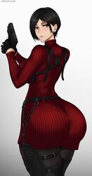  1girls ada_wong ada_wong_(adriana) arcsinge asian asian_female biohazard bubble_ass bubble_butt capcom dat_ass female female_only fully_clothed huge_ass resident_evil resident_evil_4 resident_evil_4_remake solo sweater sweater_dress tight_clothing 