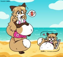  aliasing anthro averi_(fiddleafox) belly big_belly breasts canid canine digital_media_(artwork) female fox fur guzzlord420 hair mammal orange_body orange_fur pregnant pregnant_anthro pregnant_female red_fox solo true_fox 