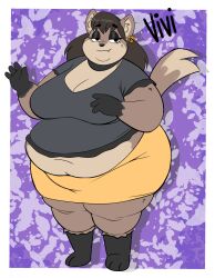  anthro belly big_belly big_breasts black_choker black_clothing black_jewelry black_necklace black_shirt black_topwear bottomwear breasts brown_body brown_fur brown_hair choker cleavage clothed clothing ear_piercing ear_ring fangs fat_arms female fur gorb_(artofgorb) hair hi_res huge_belly huge_breasts hyena jewelry long_hair mammal midriff miniskirt model_sheet morbidly_obese morbidly_obese_anthro morbidly_obese_female necklace obese obese_anthro obese_female overweight overweight_anthro overweight_female piercing ring_piercing shirt shortstack shortstack_female skirt smile solo teeth topwear vivi_(gorb) yellow_bottomwear yellow_clothing yellow_miniskirt yellow_skirt 