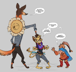  3_toes anthro arnis barefoot barong_(clothing) bottomwear brown_body brown_fur canid canine cheek_tuft clenched_teeth clothing collar denim denim_bottomwear denim_clothing digital_drawing_(artwork) digital_media_(artwork) digitigrade eyewear facial_tuft feet felid feline female filipiniana filipino floppy_ears fluffy fluffy_tail fur glasses group hand_behind_back hat head_tuft headgear headwear hi_res holding_another jeans jersey lagomorph larger_male leg_warmers legwear leporid long_ears long_sleeve_shirt long_tail looking_at_another male mammal markings multicolored_body multicolored_fur orange_body orange_fur oversized_clothing paddy_(ruffu) pants pawpads pepper_(ruffu) pepper_in_the_sandbox philippines plantigrade pointy_ears rabbit rear_view red_eyes ruffu scarf shirt simple_background size_difference skirt snout speech_bubble spots spotted_body spotted_fur straw_hat striped_markings stripes sweater tail tall teeth text toes topwear torn_bottomwear torn_clothing torn_jeans torn_pants trio tuft two_tone_body two_tone_fur unnamed_character wearing_glasses yellow_body yellow_fur 