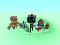  >_< 1_eye 2026 3d_(artwork) 3d_animation 4:3 6_legs ambiguous_gender anguish_(pinkmoth) animated animated anthro armless black_ear_tips black_hands black_sclera blue_collar blue_eyes blue_mouth boots bottomwear brown_body brown_boots brown_bottomwear brown_clothing brown_ears brown_footwear brown_pants closed_eyes clothing collar digital_media_(artwork) dipstick_ears ear_markings eyewear eyewear_on_head female flesh_fang footwear goggles goggles_on_head group hopping humanoid imp jewish_mythology lagomorph leporid long_arms loop mammal markings multicolored_ears mythological_creature mythological_golem mythology open_mouth open_smile pants pinkmoth rabbit shoes short_playtime smile staff walking 