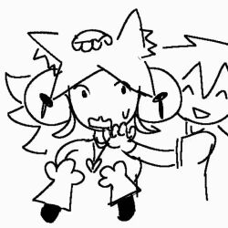  1:1 2026 2d_animation ahoge ambiguous_gender animal_humanoid animated animated bell_accessory biped black_and_white blush blush_lines bodily_fluids cat_humanoid closed_eyes clothed clothing cute_fangs deltarune digital_drawing_(artwork) digital_media_(artwork) duo ear_rub english_description fangs felid felid_humanoid feline feline_humanoid female female/ambiguous frame_by_frame fur hair hand_on_face headpat human humanoid jewelry long_hair loop mammal mammal_humanoid mew_mew_(undertale) monochrome narrowed_eyes necklace perod_liz petting pink_(deltarune) rubbing_cheek short_playtime sweat sweatdrop teeth undertale_(series) 