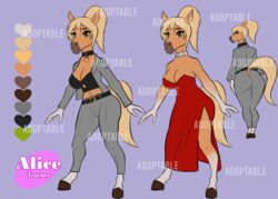  absurd_res anthro ass big_breasts big_butt blonde_hair breasts clothing dress equid equine female hair hexecat hi_res horse jewelry mammal necklace solo suit teacher 