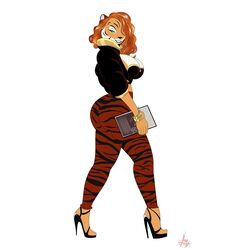  absurd_res anthro ass big_breasts big_butt blacksad breasts butt_pose clothing felid female footwear hi_res high_heels humanoid leggings legwear mammal pantherine panthra78 pose solo tagme tiger 