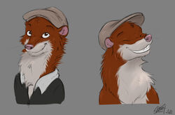  anthro beret blacksad clothing conditional_dnp fur hat headgear headwear jacket least_weasel male mammal mustelid musteline nanashi-arts smile topwear true_musteline weasel weekly 