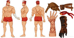  1boy abs absurdres ass back bandaged_arm bandages bara beard body_markings bodypaint boxers bulge character_name english_text facial_hair from_behind from_side full_body gomihebi headband highres indie_virtual_youtuber large_pectorals looking_at_viewer male_focus male_underwear mature_male multicolored_hair multiple_views muscular muscular_male navel navel_hair nipples pectorals red_hair red_male_underwear reference_sheet ryuugen_drake scar scar_across_eye scar_on_arm scar_on_back scar_on_chest scar_on_leg second-party_source short_hair stomach streaked_hair strongman_waist textless_version thick_thighs thighs topless_male underwear underwear_only virtual_youtuber white_hair 