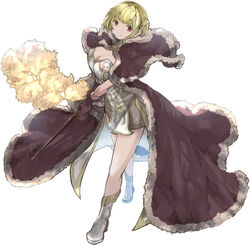  bad_id bad_pixiv_id blonde_hair breasts brooch brown_cape brown_dress brown_gloves cape cleavage closed_mouth commentary_request double_bun dress female full_body fur-trimmed_cape fur-trimmed_gloves fur_trim gloves hair_bun head_tilt high_heels high_wizard_(ragnarok_online) holding holding_wand jewelry kathryne_keyron lala_(sputnik) large_breasts looking_at_viewer ragnarok_online red_eyes short_dress short_hair sidelocks simple_background smile solo standing two-tone_dress walking wand white_background white_dress white_footwear 