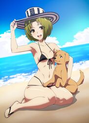  1girls beach beach_background belly belly_button black_bikini brown_eyes colombian colombian_hat coste&ntilde;o_hat dog ear_piercing earrings female female_focus fingerless_gloves flat_chest freckles green_hair green_nails happy hat hispanic hispanic_virtual_youtuber latam_virtual_youtuber light-skinned_female light_skin open_mouth patrick_fche pet ryumi ryumivt safe sand sandals sea sea_foam sfw short_hair sitting sitting_on_floor sitting_on_lap small_breasts string_bikini swimsuit triangle_bikini twitch twitch.tv two_piece_swimsuit virtual_youtuber vtuber yellow_eyes youtube youtube_hispanic 