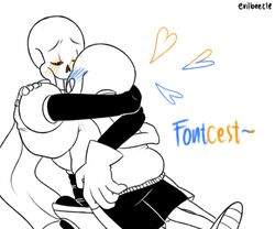  6:5 animated_skeleton blush bone brother_(lore) brothers_(lore) closed_eyes clothing duo english_text evilbeetle heart_symbol hi_res hug humanoid incest_(lore) kissing male male/male not_furry papyrus_(undertale) sans_(undertale) sibling_(lore) simple_background skeleton smile text undead undertale undertale_(series) white_background 