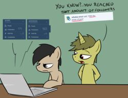  computer duo earth_pony electronics english_text equid equine feral hair hasbro horn horse laptop male mammal my_little_pony mythological_creature mythological_equine mythology pandramodo pj_(pj-nsfw) pony ponysung text tumblr unicorn whatsapokemon whatsapony 