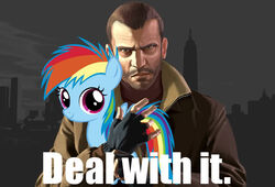 blue_body blue_fur brown_hair building city clothing coat crossover duo english_text equid female feral friendship_is_magic fur gloves grand_theft_auto grand_theft_auto_iv hair handwear hasbro human image_macro impact_(font) jacket liberty_city male mammal meme multicolored_hair multicolored_tail my_little_pony new_york_city niko_bellic official_art purple_eyes rainbow_dash_(mlp) rainbow_hair rainbow_tail rockstar_games smile tail text third-party_edit topwear unknown_artist