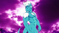 16:9 2012 abs angelus_draco anthro beard biceps big_muscles blue_body blue_eyes blue_scales blue_theme body_hair chest_hair cloud cool_colors dragon eyebrows fabfelipe facial_hair fin hair looking_at_viewer looking_back male muscular muscular_anthro muscular_male mythological_creature mythological_scalie mythology nipples nude outside pecs pose scales scalie shoulder_hair sky smile solo spread_legs spreading tail white_hair widescreen