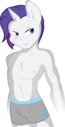 2014 absurd_res alpha_channel ambris anthro anthrofied blue_eyes boxer_briefs chest_tuft clothing equid equine friendship_is_magic ftm_crossgender fur gray-gold hair hasbro hi_res horn male mammal my_little_pony mythological_creature mythological_equine mythology navel nipples purple_hair rarity_(mlp) rule_63 simple_background smile solo transparent_background tuft underwear unicorn white_body white_fur