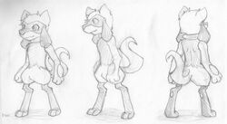 ambiguous_gender anthro biped canid canine churroshiba fur generation_4_pokemon graphite_(artwork) greyscale line_art mammal model_sheet monochrome nintendo pencil_(artwork) pokemon pokemon_(species) riolu side_view simple_background sketch solo standing traditional_media_(artwork) white_background