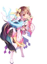  artist_request bad_source breasts brown_hair cape dagger dual_wielding female frills full_body game_cg holding holding_dagger holding_knife holding_weapon junon_(sennen_sensou_aigis) knife leaning_forward official_art open_mouth sennen_sensou_aigis solo third-party_source transparent_background weapon 