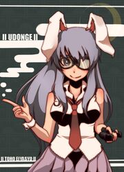  animal_ears bespectacled commentary_request female glasses goggles gun long_hair necktie purple_hair rabbit_ears red_eyes red_necktie reisen_udongein_inaba sleeveless solo touhou urita_(vivivinicol) weapon 