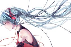  aliasing aqua_hair hatsune_miku long_hair twintails vocaloid white wires yuki_sakura 