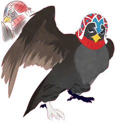  aberu514 animal_focus animalization bad_id bad_pixiv_id bird claws eagle full_body guido_mista hat jojo_no_kimyou_na_bouken no_humans simple_background solo standing white_background 