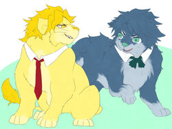  aberu514 animalization ascot bad_id bad_pixiv_id canine collar dio_brando jojo_no_kimyou_na_bouken jonathan_joestar lion necktie no_humans phantom_blood 