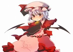  bad_id bad_pixiv_id bat_wings brooch female frills hair_ribbon jewelry light_purple_hair red_eyes remilia_scarlet ribbon short_hair solo touhou urita_(vivivinicol) wings 