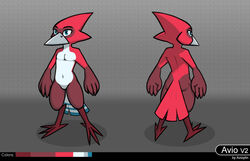  14:9 4_fingers 4_toes anisodactyl anthro avian avio_(avioylin) avioylin beak biped bird blue_body blue_eyes blue_feathers color_swatch countershade_tail countershade_torso countershading digitigrade feather_hands feathers featureless_crotch feet fingers front_view grey_beak male model_sheet multicolored_body multicolored_feathers navel nude rear_view red_body red_feathers redesign simple_background solo standing striped_feathers tail tail_feathers toes white_body white_countershading white_feathers 