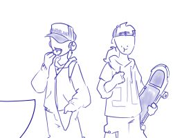  ambiguous_gender animated anthro baseball_cap bodily_fluids claws clothed clothing creep_(goosebumps) duo eating electronics food food_transformation goosebumps growth hair hair_loss hat headgear headphones headwear human male mammal monochrome open_mouth saliva scale_growth scales scalie sharp_teeth simple_background skateboard snout snout_growth spinater teeth toony torn_clothing transformation vehicle white_background 