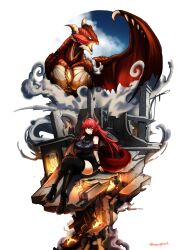  1other absurdres alternate_species black_boots black_nails black_shirt black_skirt black_thighhighs boots breasts cleavage closed_mouth dragon_girl dragon_horns dragon_tail female high_heel_boots high_heels highres horns indie_virtual_youtuber large_breasts long_hair looking_at_viewer mauighart nail_polish red_hair red_scales shirt skirt tail thighhighs very_long_hair virtual_youtuber yellow_eyes zentreya zentreya_(dragon) zentreya_(dragon)_(metalheads) zentreya_(kaiju) zettai_ryouiki 