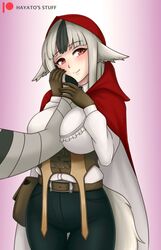  1girls animal_ears between_breasts breasts corrin_(fire_emblem) female female_focus fire_emblem fire_emblem_fates hayato_stuff large_breasts nintendo smile solo_focus velouria_(fire_emblem) 