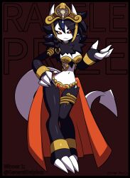  absurd_res anthro big_breasts big_tail black_body black_fur black_sclera breasts claws cuff_(restraint) demon female fur harem_outfit hi_res horn jewelry rafel_the_pure red_eyes restraints sex_slave shackles shantae_(series) slave solo tail unhinged-honey wayforward 