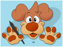  canid canine canis domestic_dog doodle_(doodledoggy) doodledoggy hi_res mammal paws simple_background stylus stylus_(object) toonkind toony 